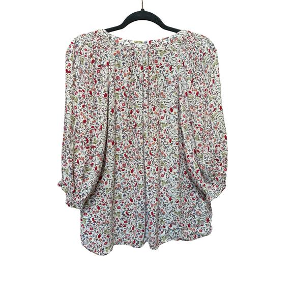 Cynthia Rowley Floral Blouse V-Neck 3/4 Sleeve Top Size Medium - Picture 3 of 6